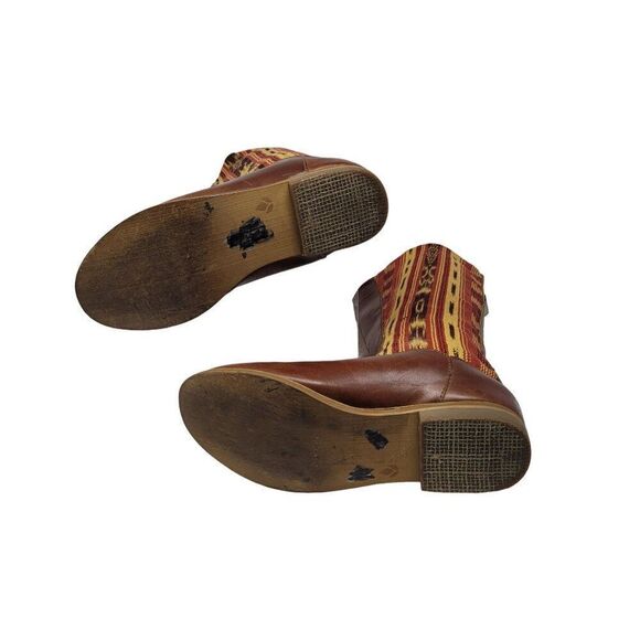 Reef Santa Marta Leather Tapestry Tall Boots 7 Brown Multicolor Western Festival - Picture 8 of 13